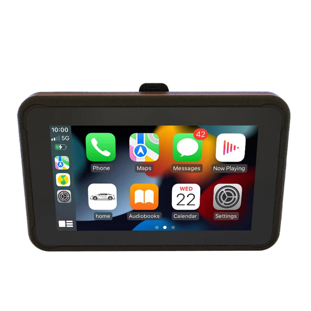 Schermo Wireless Carplay Per Moto Hikity - 5 Pollici Touchscreen | Navigatore GPS Impermeabile IP67 Con Android Auto