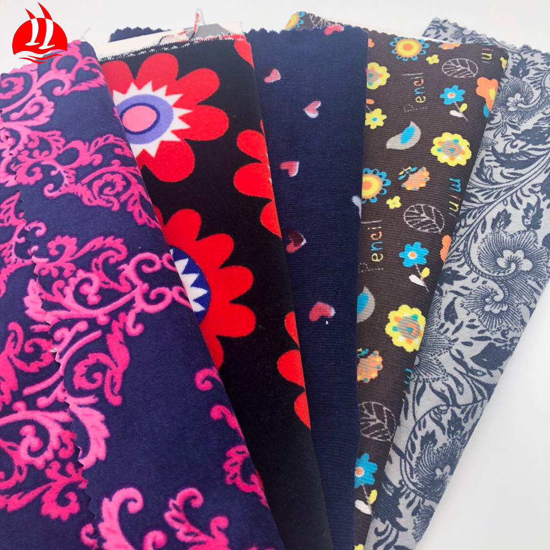 
 Модная хлопковая Вельветовая ткань с цветочным принтом  