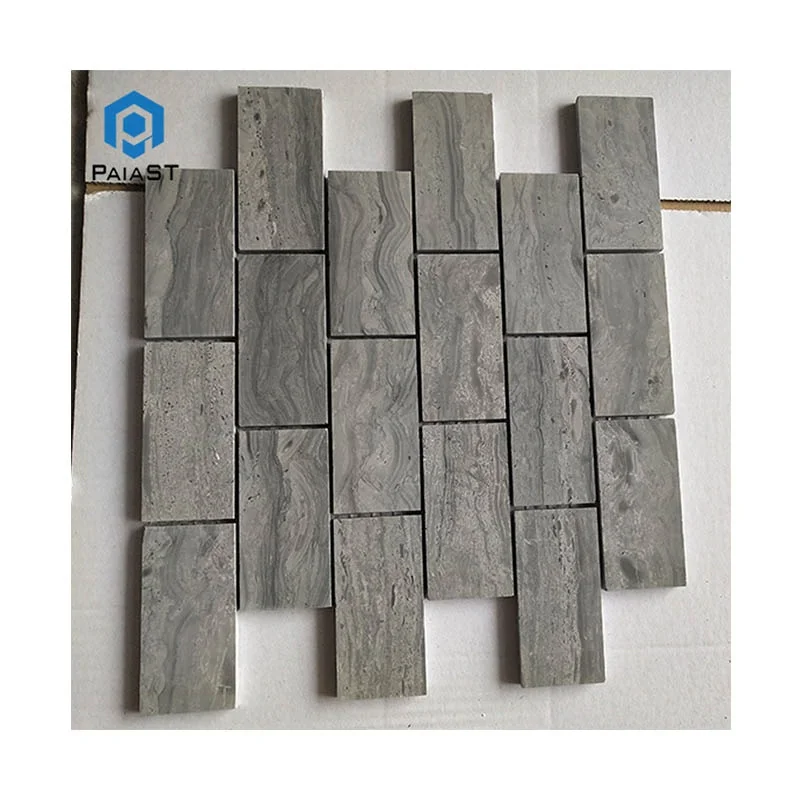 Gạch khảm đá cẩm thạch xám hình chữ nhật phong cách tàu điện ngầm, thiết kế tường đá nội thất