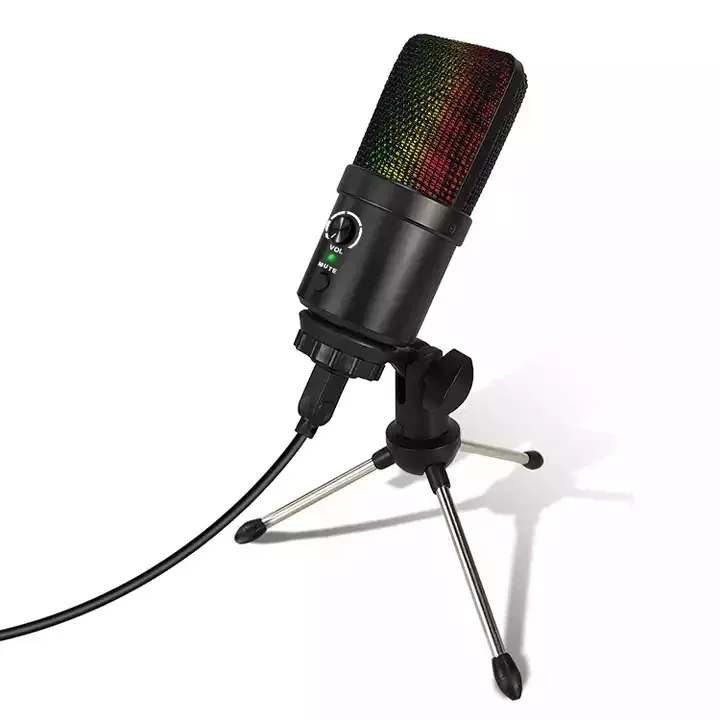 USB电容麦克风 新型U780通用串行总线RGB电容式麦克风麦克风采访心形电容式麦克风组件