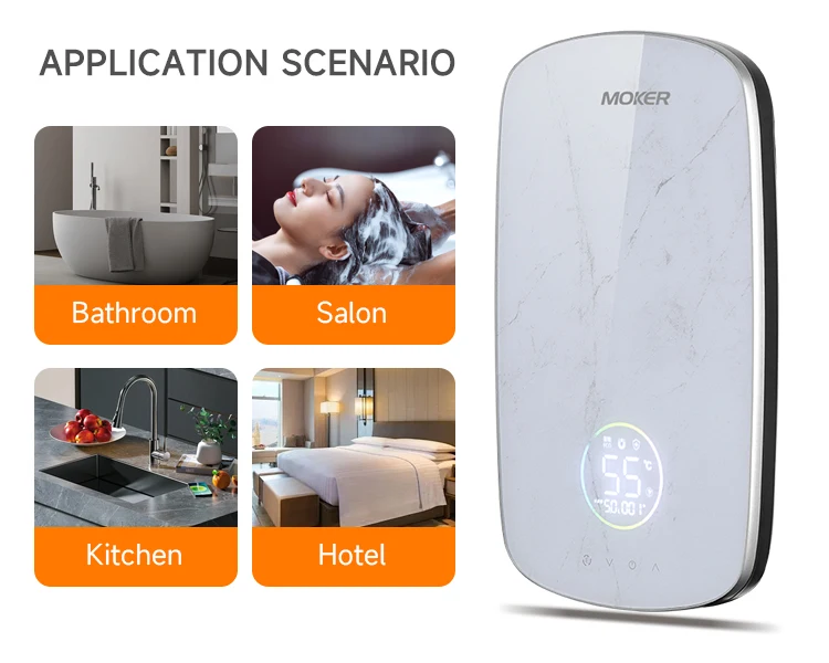 220v Electric Wallmounted Water Heater Spacious Capacity Ipx4