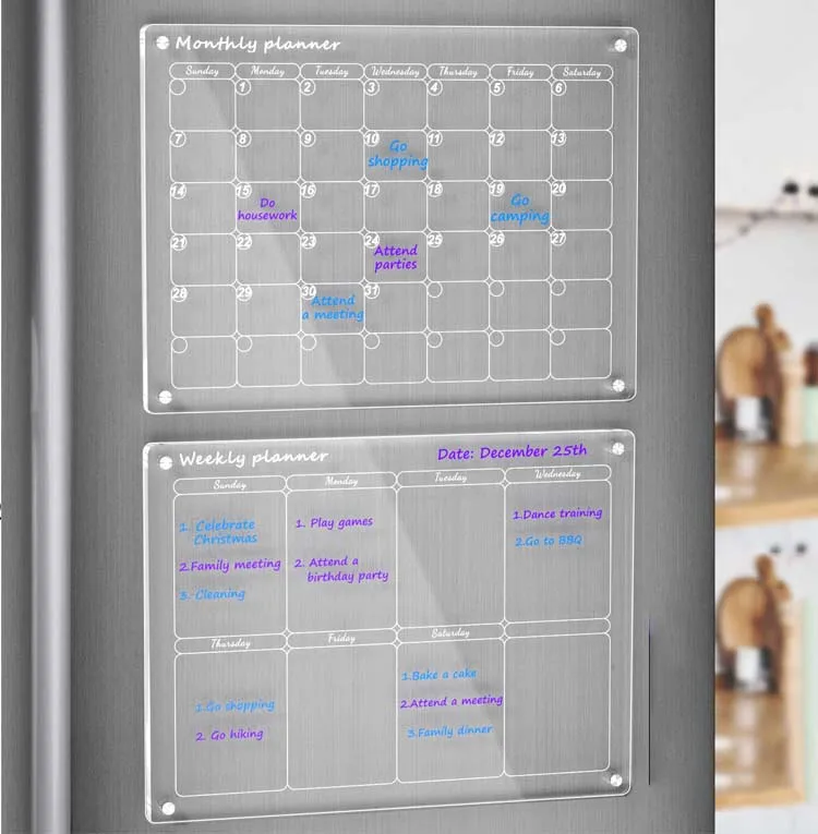 Custom Monthly Display Acrylic Calendar Dry Erase Plastic