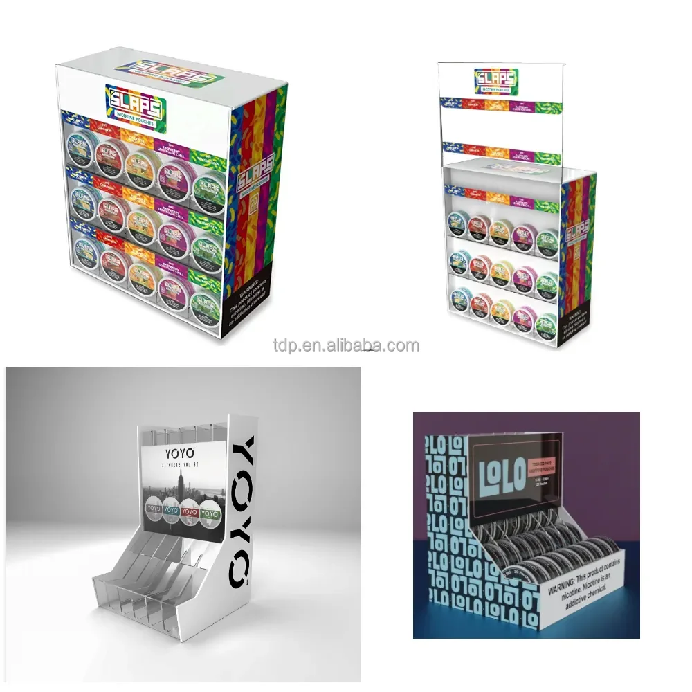 TDP Led Acrylic  Nicotine Pouch Smokeless Tobacco  product Snus pouch Display stand for  Smoke Shop