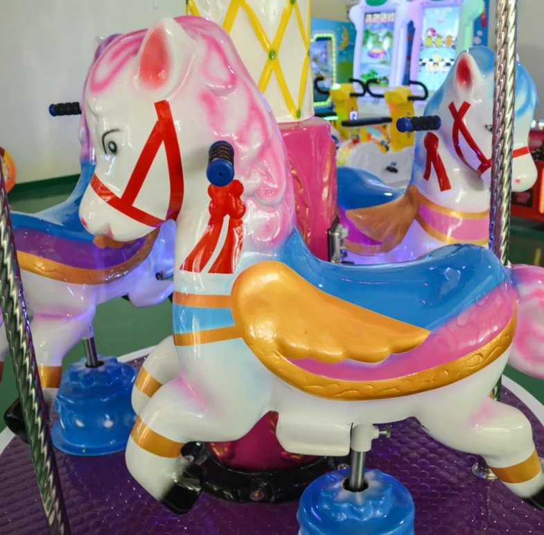Wholesale Price High Quality 3 Players Kid Mini Angel Fiberglass Indoor Carousel Ride for Amusement Park & Shopping Mall