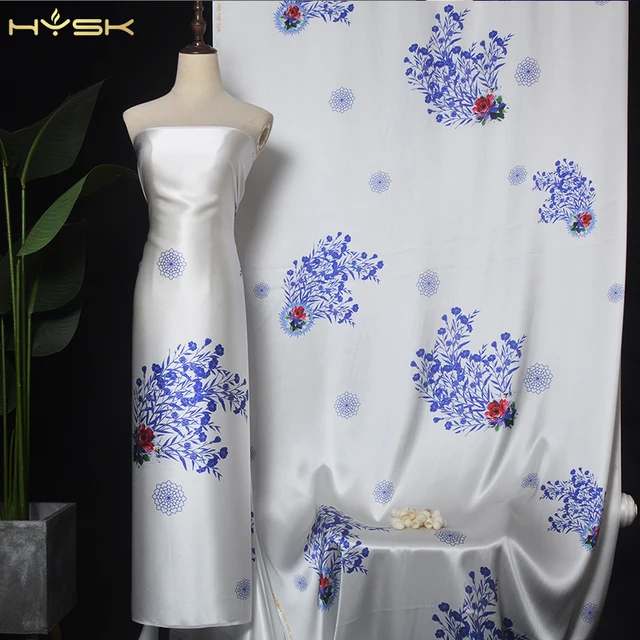Customized big floral pattern printed digital printing soie motif africain tissu africain en satin de soie silk satin fabric