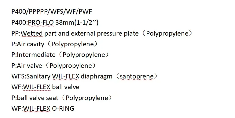 Polypropylene 1.5 Inch Wilden Air Operated Double Diaphragm Pump P400 wilden Pneumatic diaphragm pump AODD Pump manufacture