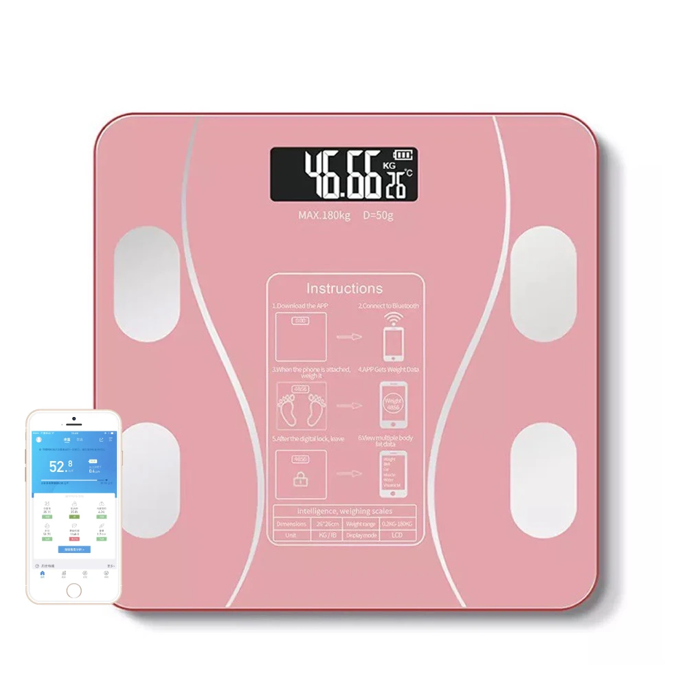 1pc Rechargeable 150mAh Portable Home adult intelligent electronic scale,  body fat scale-2603L