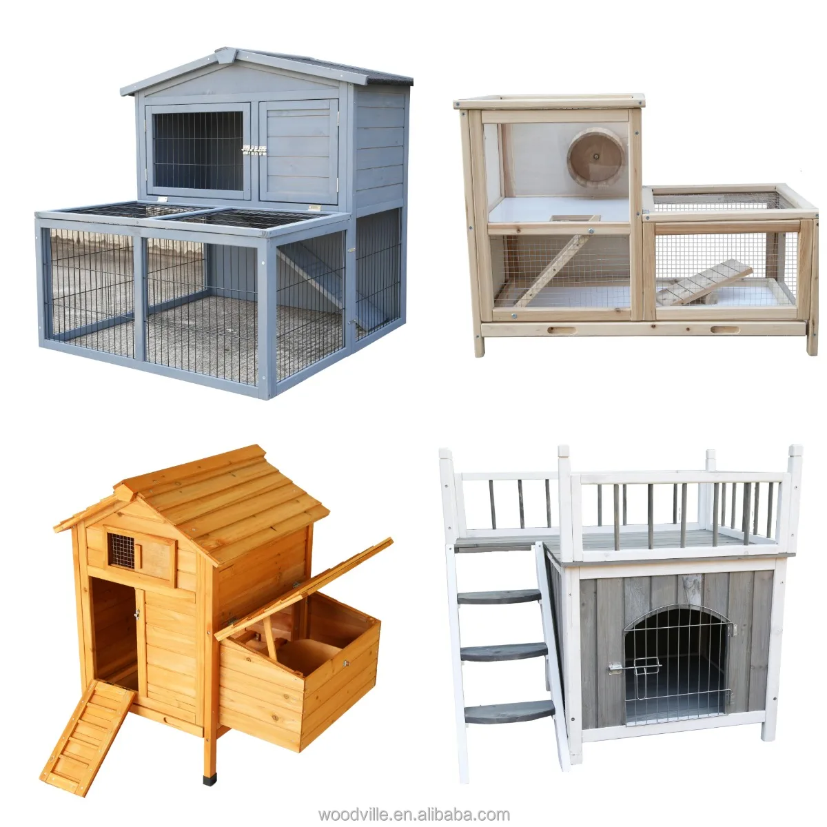 Cheap Design Hot Sale Prefabricated Custom Wooden 2 Story Castle Extrona Rabbit Hutch
