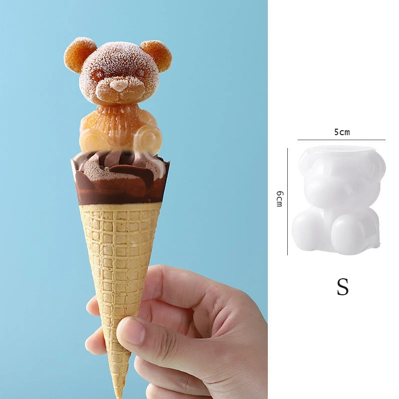 3D Silicone Creative Coffee Milk Tea Bear Mold Ice Cream Maker Whiskey Wine Cocktail Ice Cube Chocolate Cake Mould