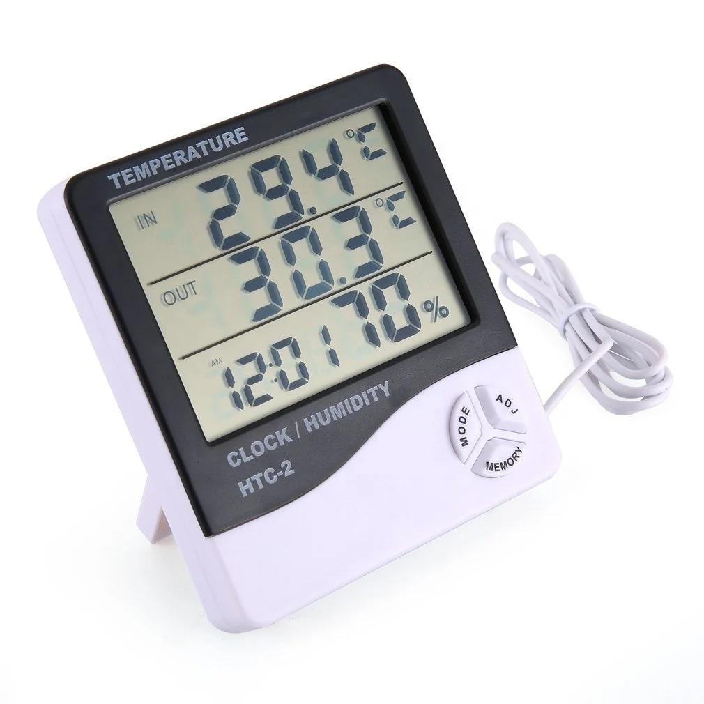 Dual-Temperature Display Digital LCD Thermometer Hygrometer Clock Outdoor,Indoor 