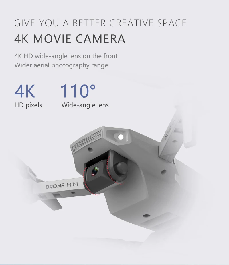 Drone Camera FPV 4K HD Mini RC Quadcopter Foldable Design Plastic Beginner-Friendly 1KM Transmission WiFi Real-Time Transmission