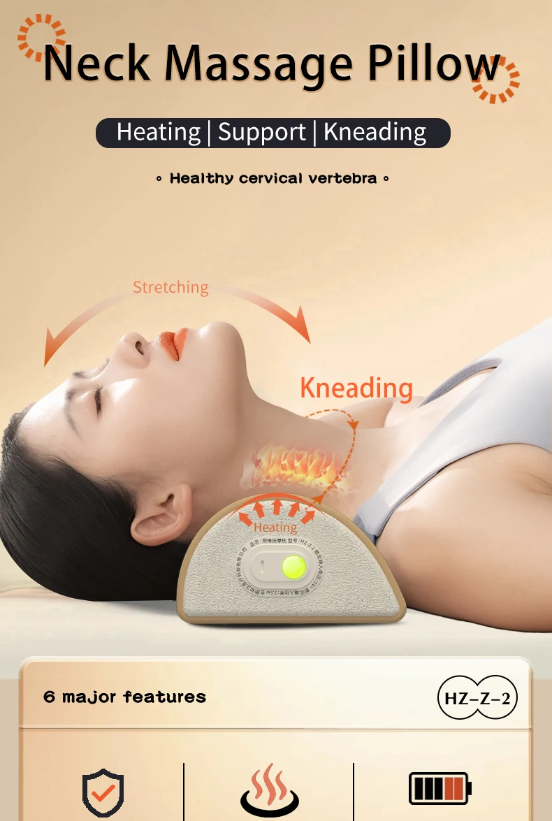 Electric Neck Massage Pillow Vibration Head Massage Pillow Cervical Spine Support Cushion