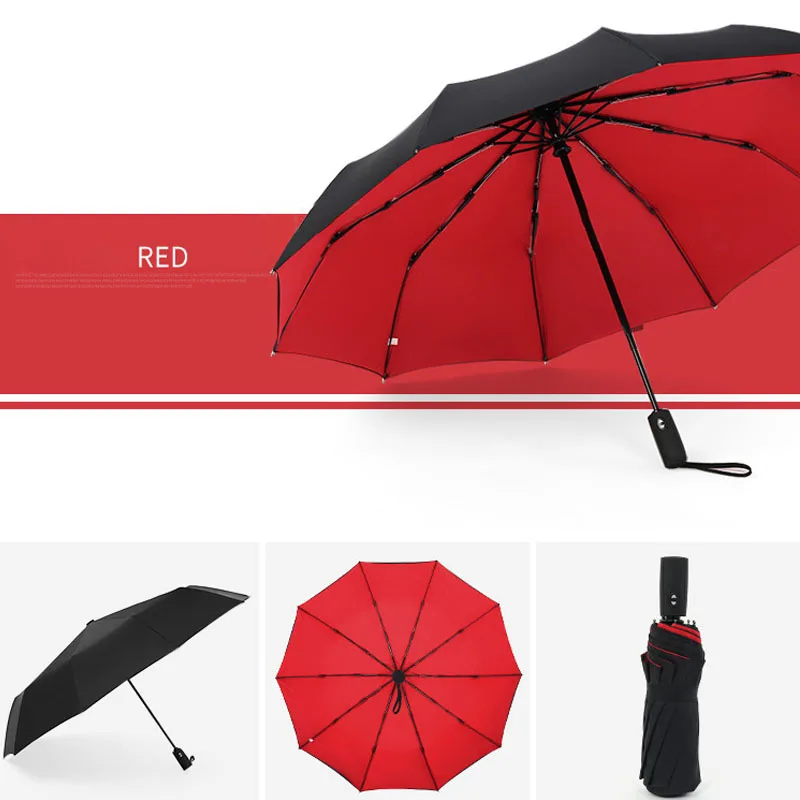 Windproof Double Layer Resistant Umbrella Fully Automatic Rain Men Women 10K Strong Business Male Large Umbrellas Parasol
