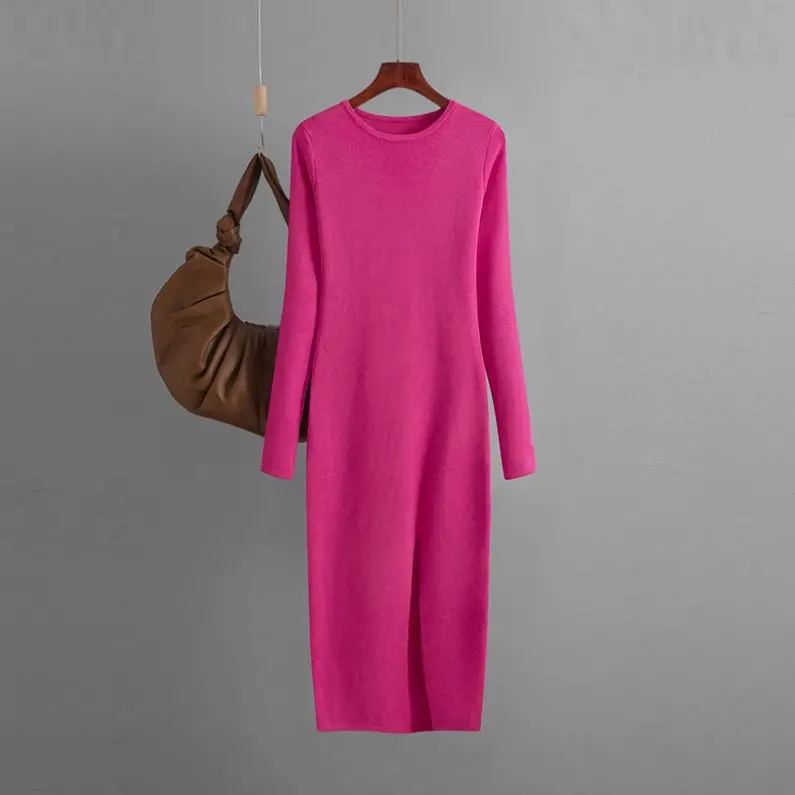 Slim Fit Rhombus Pattern Slim Wrap Hip Knit Dress