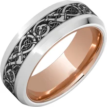 OuYuan factory sell 8mm men jewelry laser tungsten Carbide Rings silver and rose gold plated wedding band ring for couple