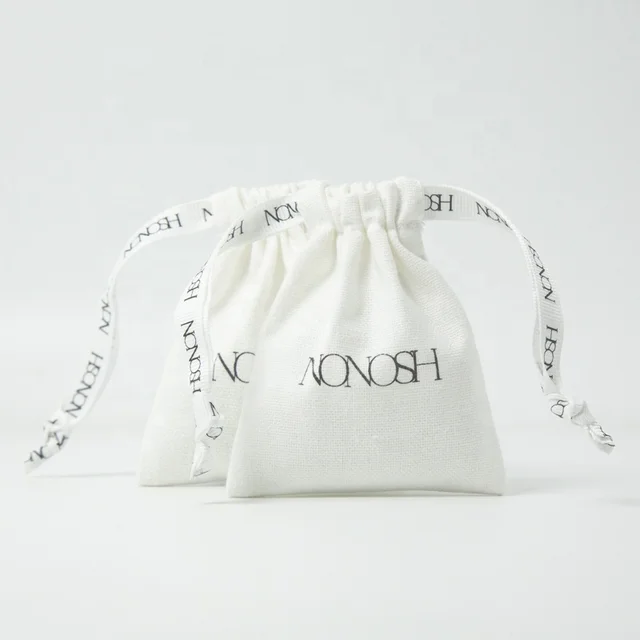 High Quality Organic Cotton Linen Drawstring Jewelry Bag Customized Mini Packaging for Bracelets Recyclable and Eco-Friendly