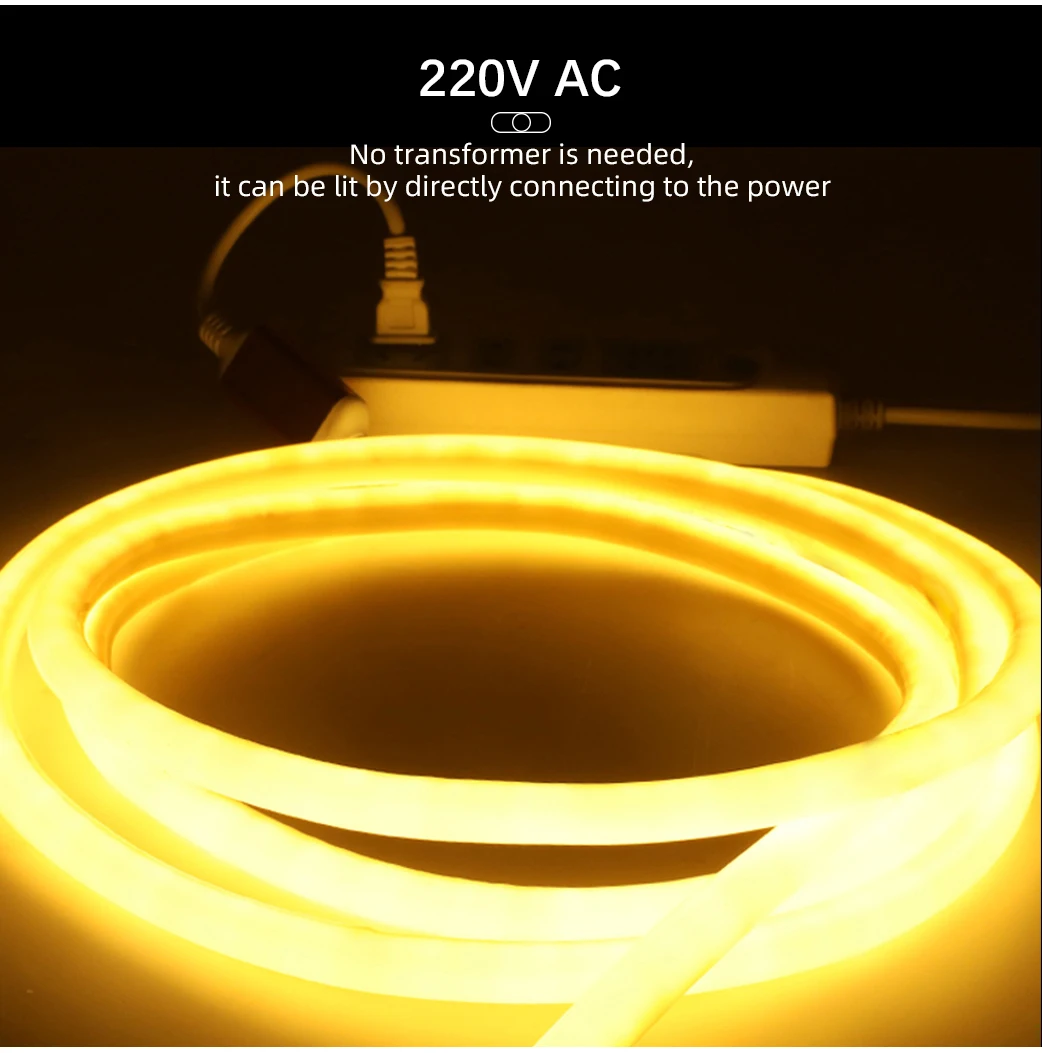 Lighting Smd2835 220v Slim Led Neon Lights Pvc Ip65 Waterproof 360