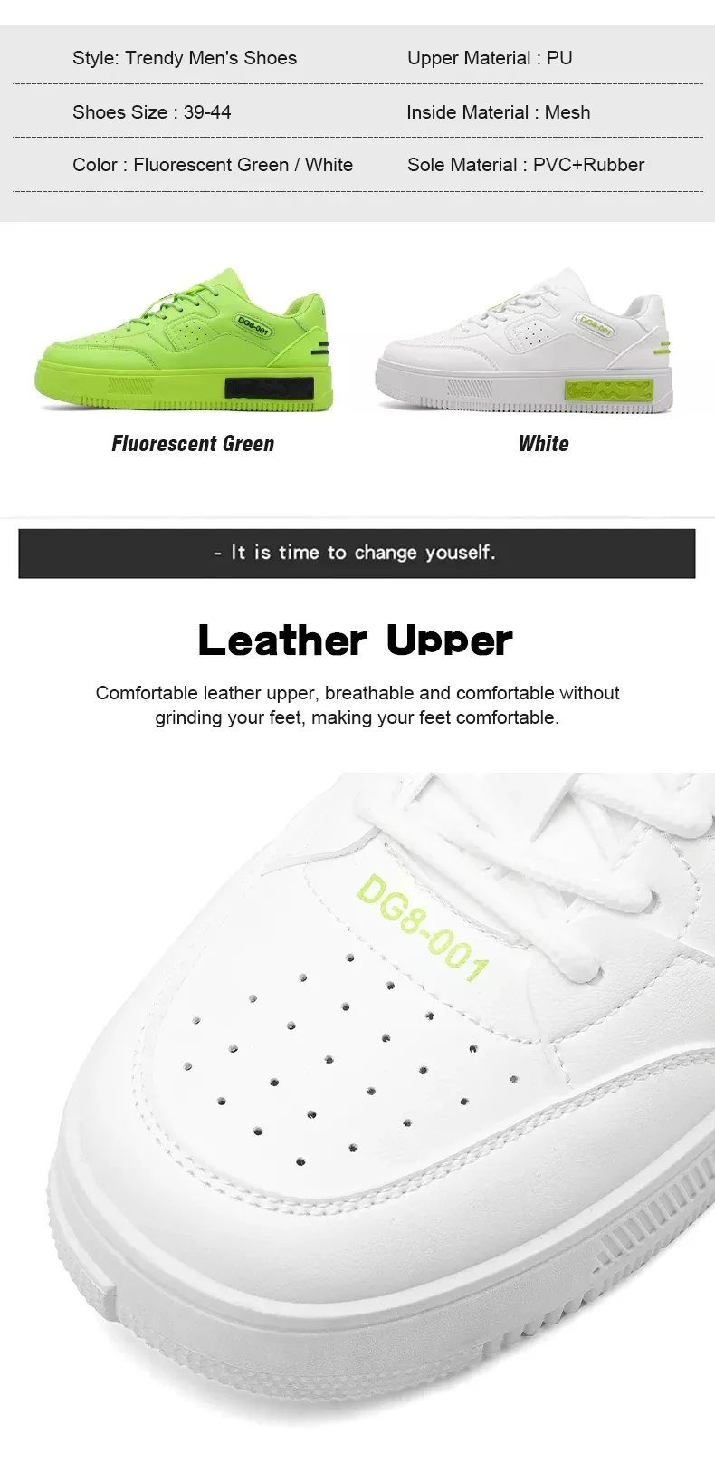 Bright green fashion style thick sole men shoes custom logo walking style sneaker good price men casual shoes