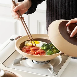Korean style matt ceramic Soup pot with two handles and cover heat Resistant Multi-capacity large cookware Rice in clay pot