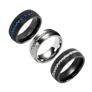 Hot Charms Men's Titanium Ring Hip Hop Wholesale Black Zirconium Fashion Jewelry Vintage Stainless Steel Mens Fine Rings for Men