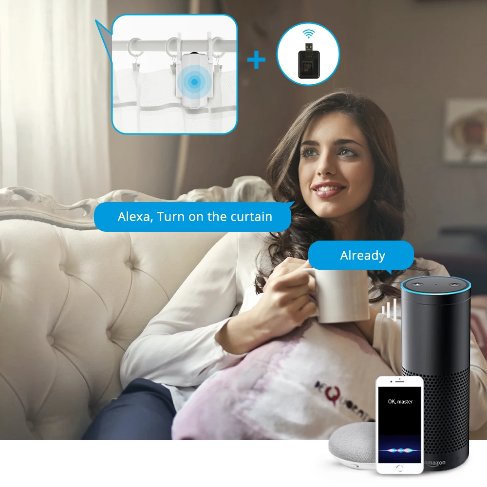 For Roman Rod I Type U Type Curtains Track SmartLife Alexa Google Home Control Zemismart WiFi Tuya Smart Curtain Driver Robot