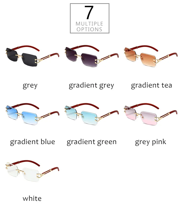 Fashion Rimless Sunglasses Men Designer Square Sunglasses Luxury Brand