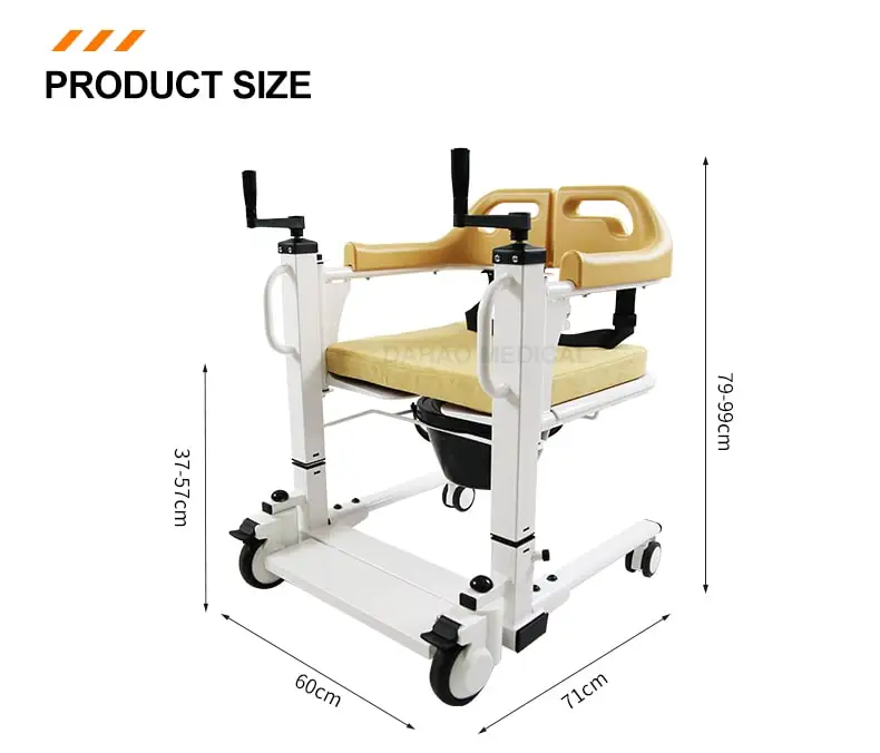Disabled Care Height Adjustable Patient Lifter Toilet Hoist Moving Machine Transfer Wheelchair