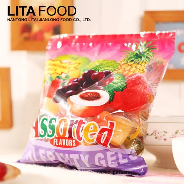 High Quality Halal Mini Assorted Fruit Flavor Jelly Cup Candy in Plastic Bags