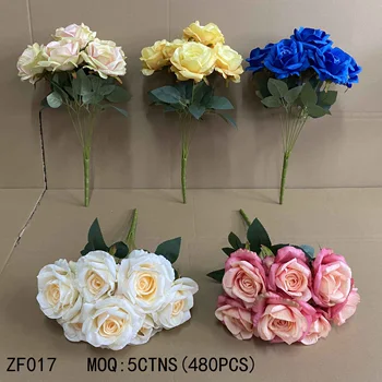 Greatbuy artificial rose flowers bouquet bridal rose silk dried flowers bouquet for wedding decoration