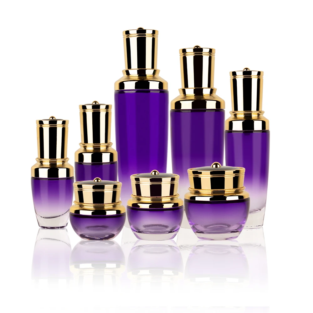 Customized Purple Packaging Glass Serum Dropper Bottle