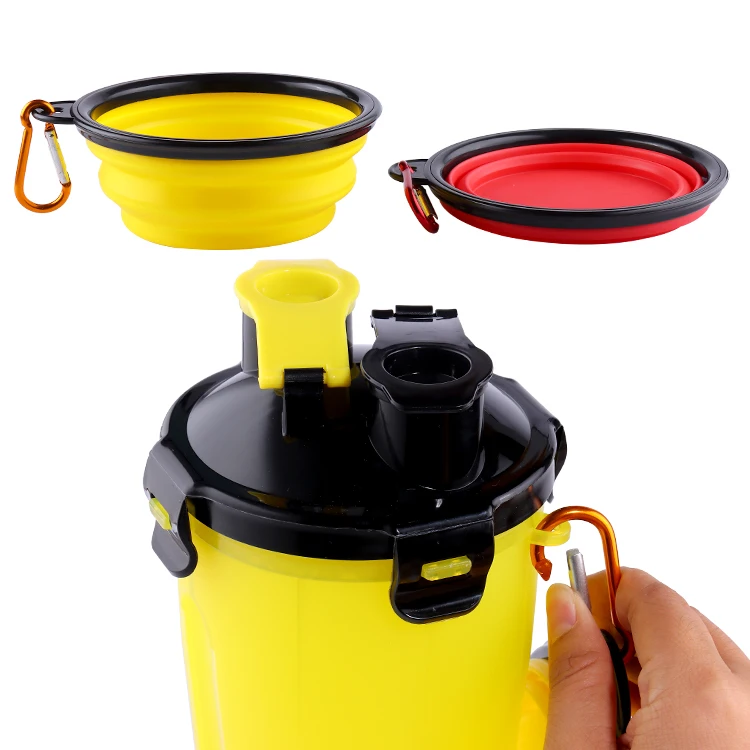Bottiglia 2 In 1 Per Cani Da Viaggio - Portatile, 258ml Acqua + 200ml Cibo, Antigoccia, Con Cordino