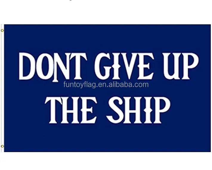 Historical Commodore Perry Don't Give Up The Ship Flag 4"x6" Desk Set Black Base