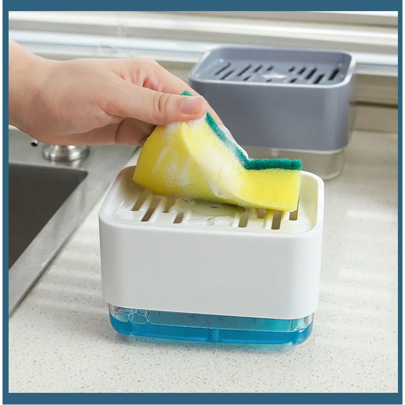 
 Насос Caddy Новый Кухонный 2-в-1 Ручной пресс для чеснока блюдо дозатор жидкого мыла с ABS моющая губка для очистки Hand Free давления caddy  