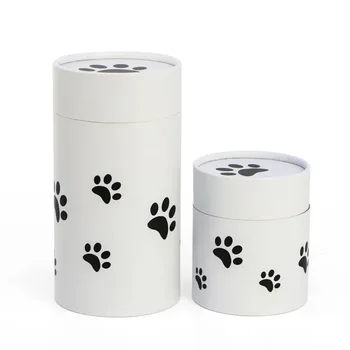 Biodegradable animal paw printed cremation pet urn dogs ashes paper Stainless Steel scattering tube ashes scatter tube