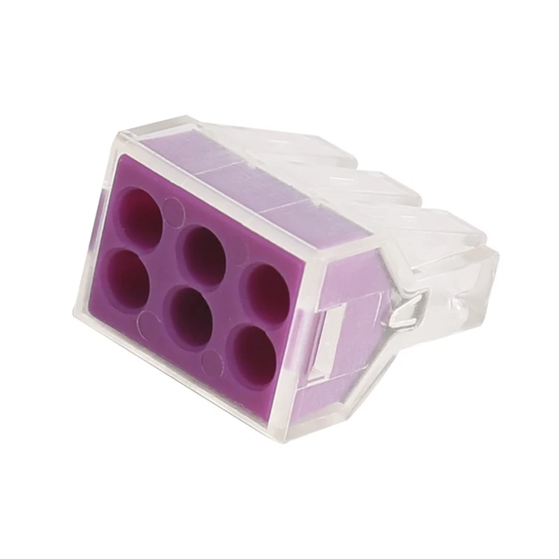 Quick Installation 6 Pole Push In Wire Connector for wiring 2.5 mm2