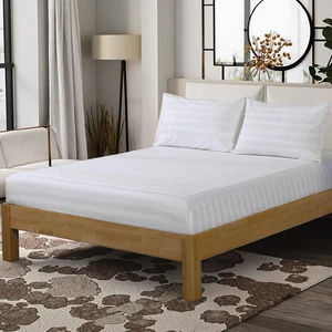 Hotel Cotton Dust Mite Resistant Satin Plain Fitted Sheet Set Hospital Use 200TC