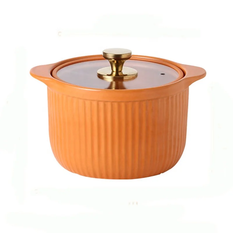 Matte Color Glaze Ceramic Tableware Casserole With Glass Lid High Temperature Resistant Open Flame Household Stew Pot