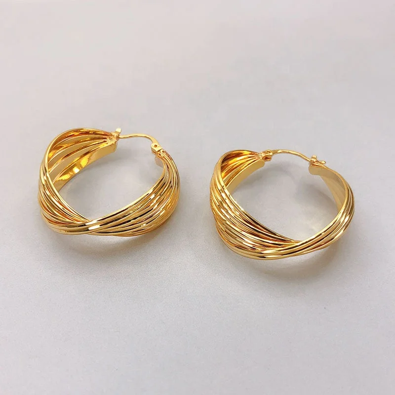 Eico New Earrings Women S Gold Simple Geometric Simple Style Retro 18k Real Gold Electroplating Earrings Buy Twisted Leaf Design Earrings For Women Latest Gold Earrings Personalized Patterns Newest Design 2020 Gold Hoop Earrings