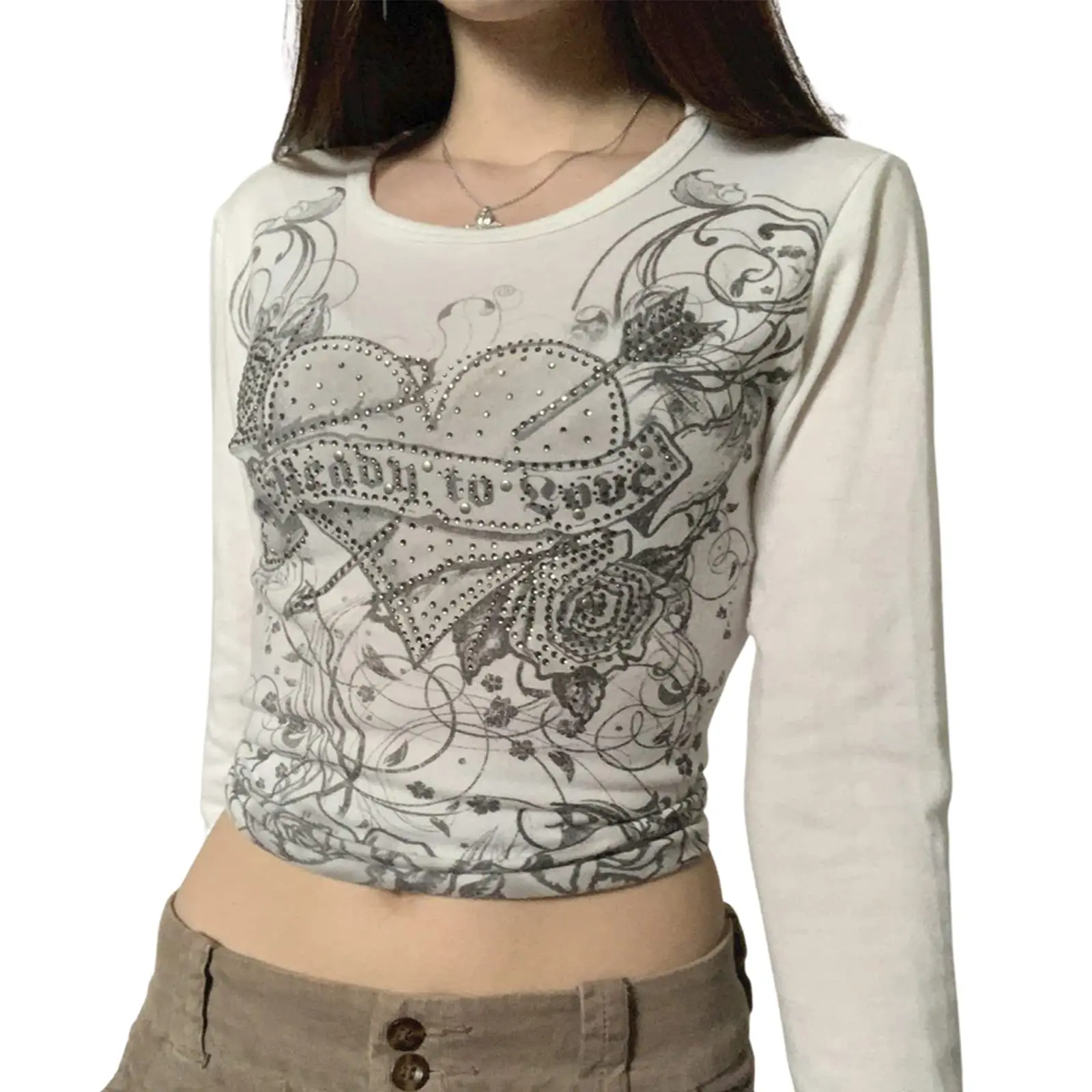 Women's Y2K Long Sleeve Fairy Grunge Retro T-shirt Oversized
