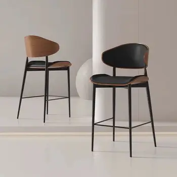 Light Luxury Metal bar Chair Home High-end High Stool Single Person Minimalist bar Furniture Backrest bar Chair