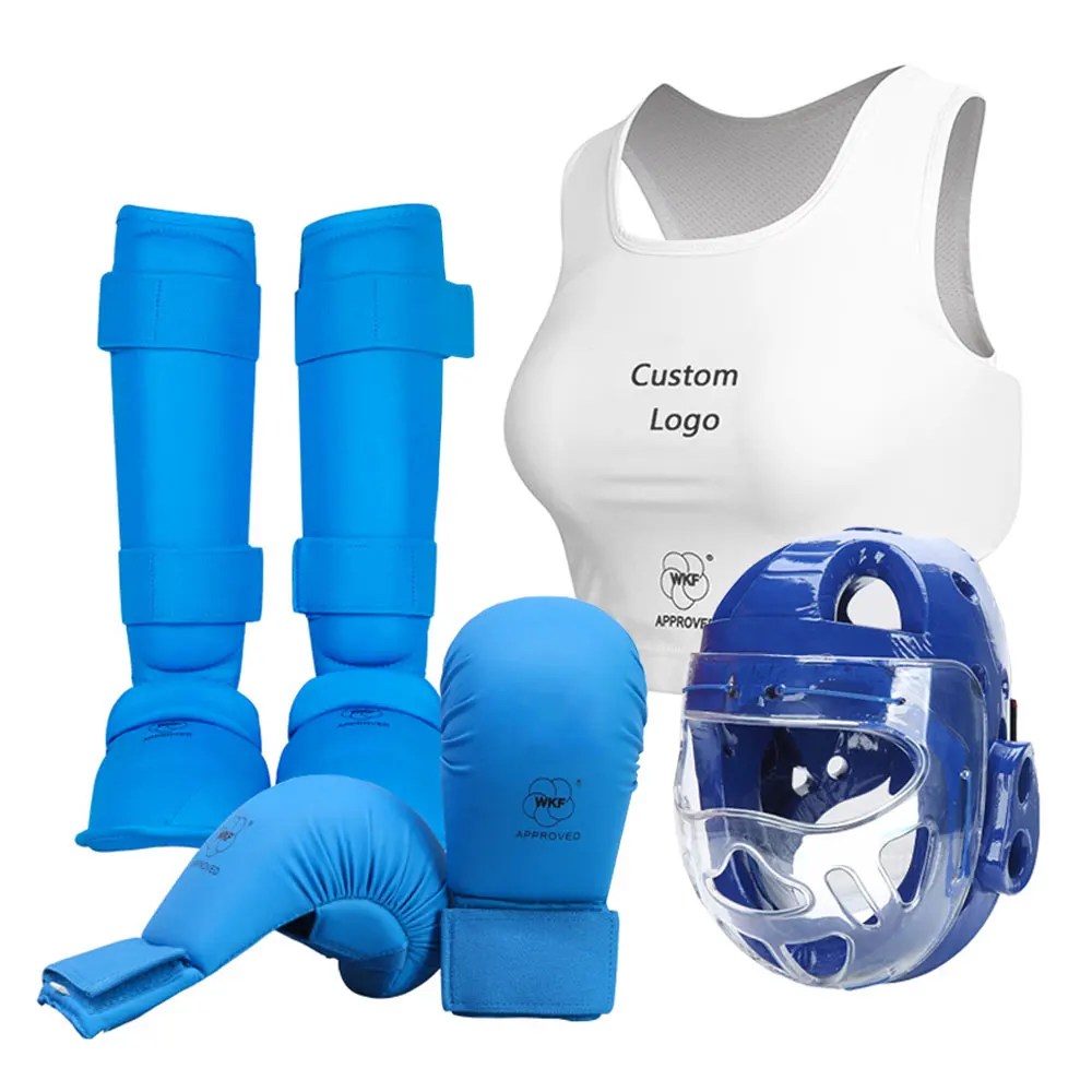 LangRay Taekwondo Karate Gloves & Sparring Gear Foot Protector Set, Karate Boxing Sparring Foot Guard And Half-Finger Gloves Kit For Martial Arts TKD Kung Fu Punch Bag Kickboxing MMA Training