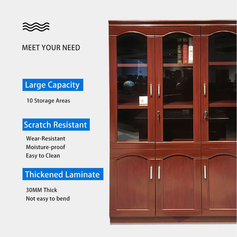 Two-Door Wooden File Cabinet for Factories Offices Traditional for School Use Executive Boss Manager Office Furniture Bookcase
