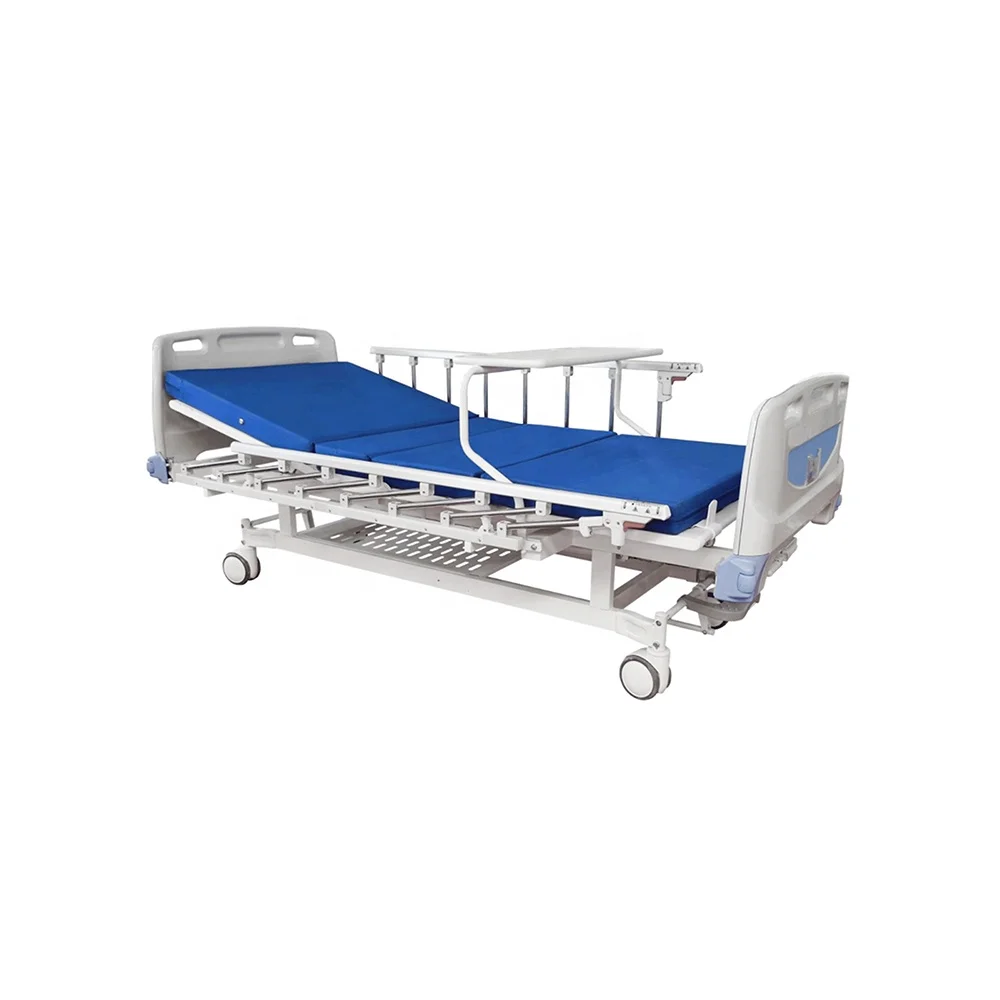 Adjustable Modern Foldable Hospital Bed with 3 Lead Rods Manual Medical Furniture Back Leg Rest and Height Adjustment 6