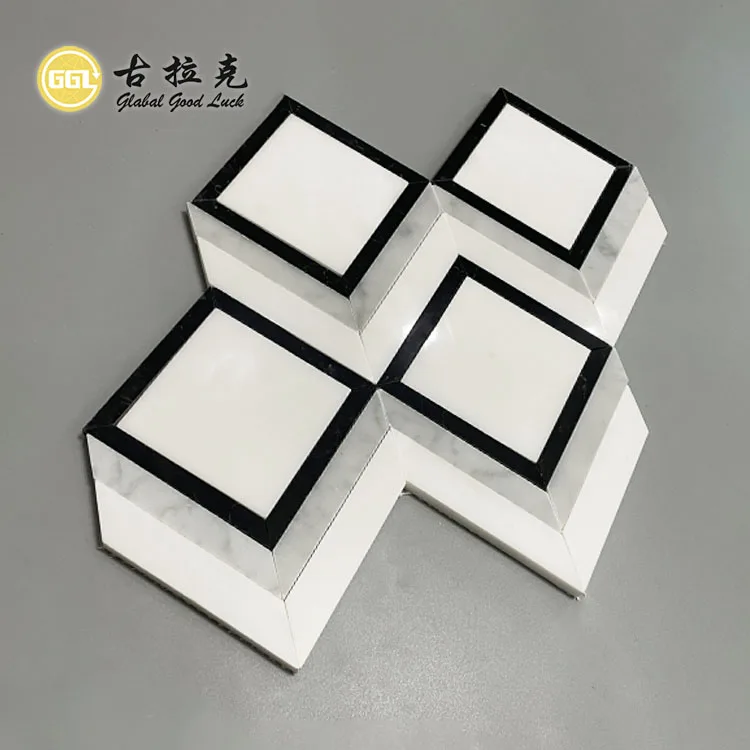 Diamond Shape Marble Waterjet Mosaic For Kitchen Backsplas Floor Tile supplier