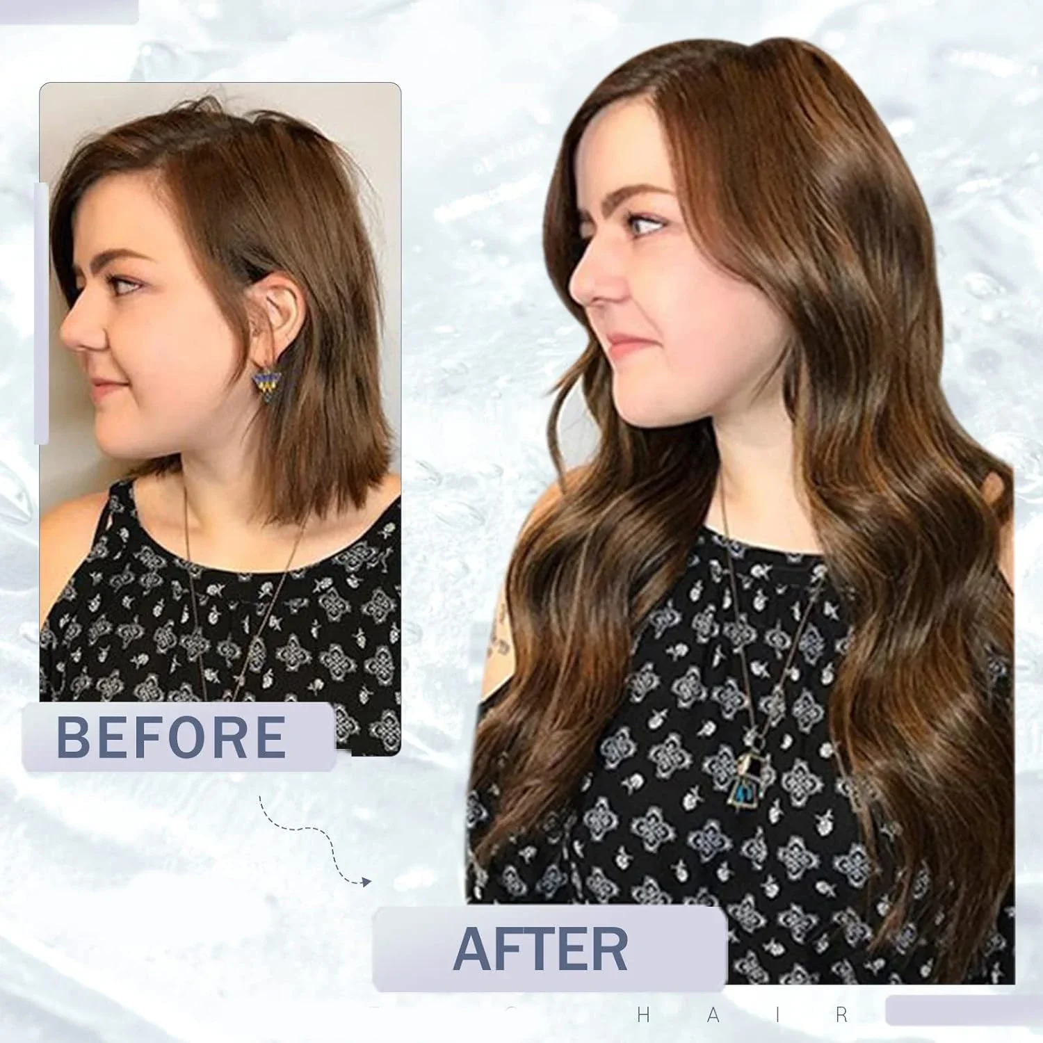 Mikrohurkos hajhosszabbítás Mikrogyűrűs hurkos hajpótló, gyöngyökkel, hidegen olvadó hajtűvel, halszálkás haj, Természetes egyenes, valódi haj #2_voghion.com