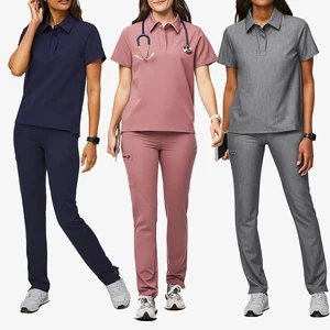 High Quality Spandex Woven Breathable Women's Nurse Scrub Uniform Set Straight Pants Tall Hospital Use Customized Color & Logo