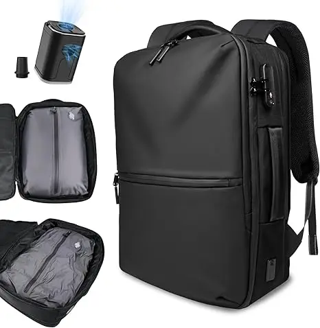 Vacuum Compression Travel Backpack Business USB Charging Port Laptop Backpack Water Resistant