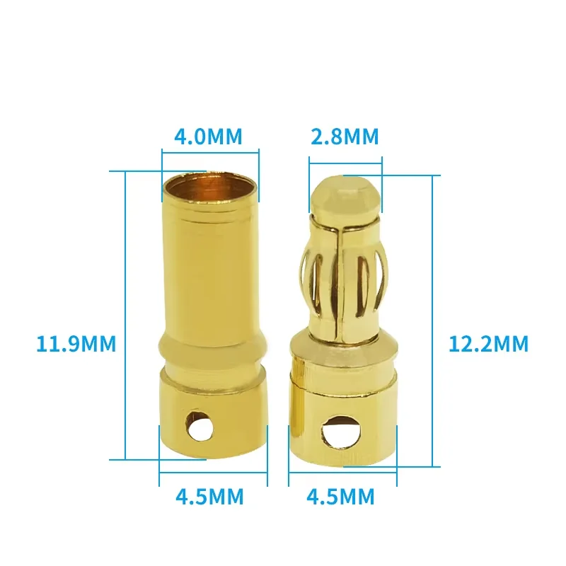 GTIWUNG 10 Paire EC5 Banana Fiche Dispositif Femelle Mâle Bullet Gold Connecteur pour RC ESC LIPO Hélicoptère Batterie