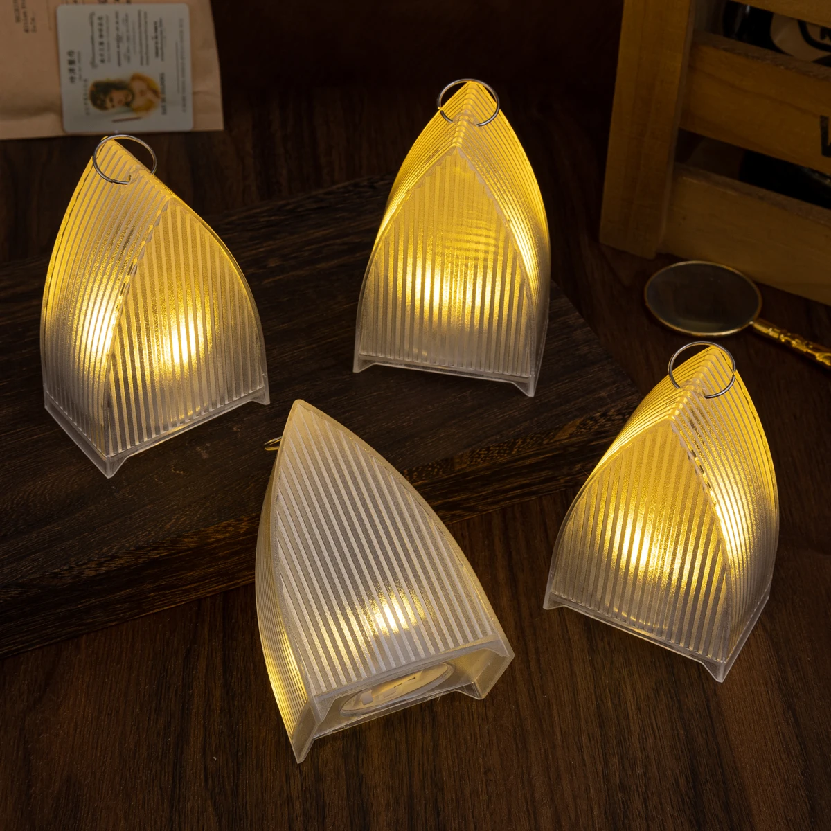 product transparent triangle stripe decorative light flameless led candle light home decoration holiday party christmas decoration-31