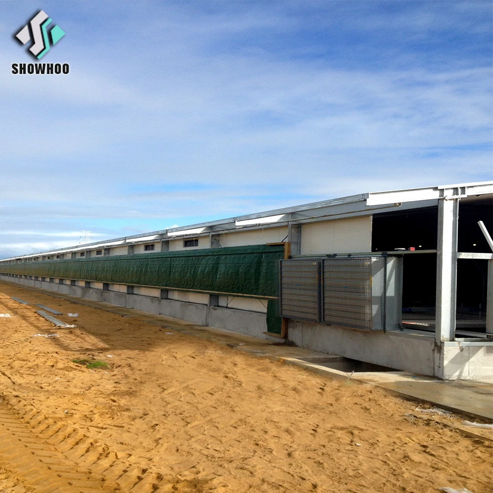 Commercial Cheap and Nice Design Poultry House Chicken Farm Side Wall Curtain System Steel Frame Structure Poultry House Cheap
